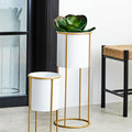 Large White and Gold Floor Standing Planter