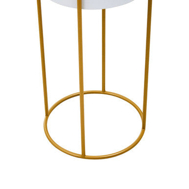 Large White and Gold Floor Standing Planter