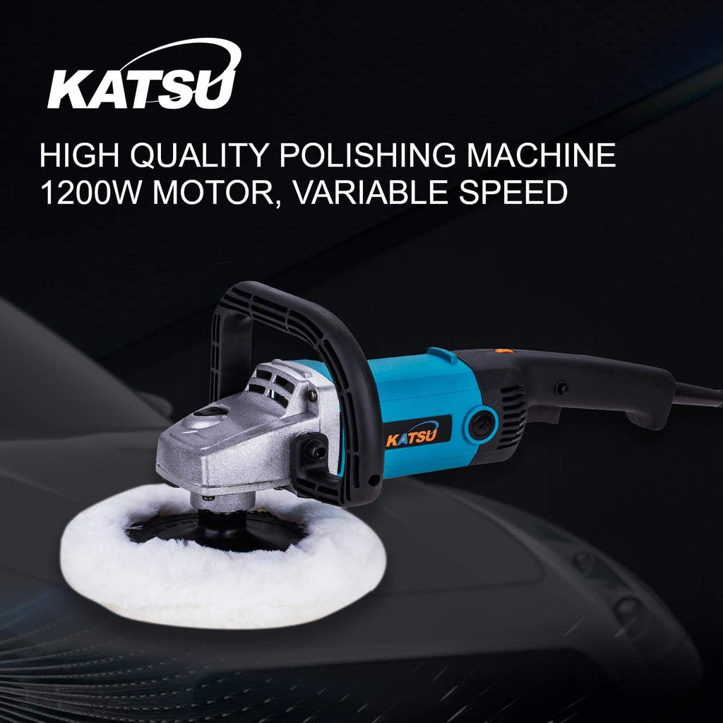 Car Polisher 1200W with 150mm 180mm Pads 20PCS Sponge Set Tool Bag KATSU