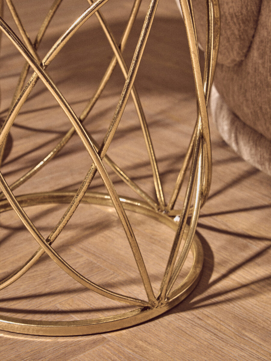 Arcana Gold Finish Set of 2 Side Tables with Mirror Top