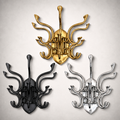 Metal Swivel Coat Rack | 5 Hook Wall Hanger | Solid Brass, Black or Chrome