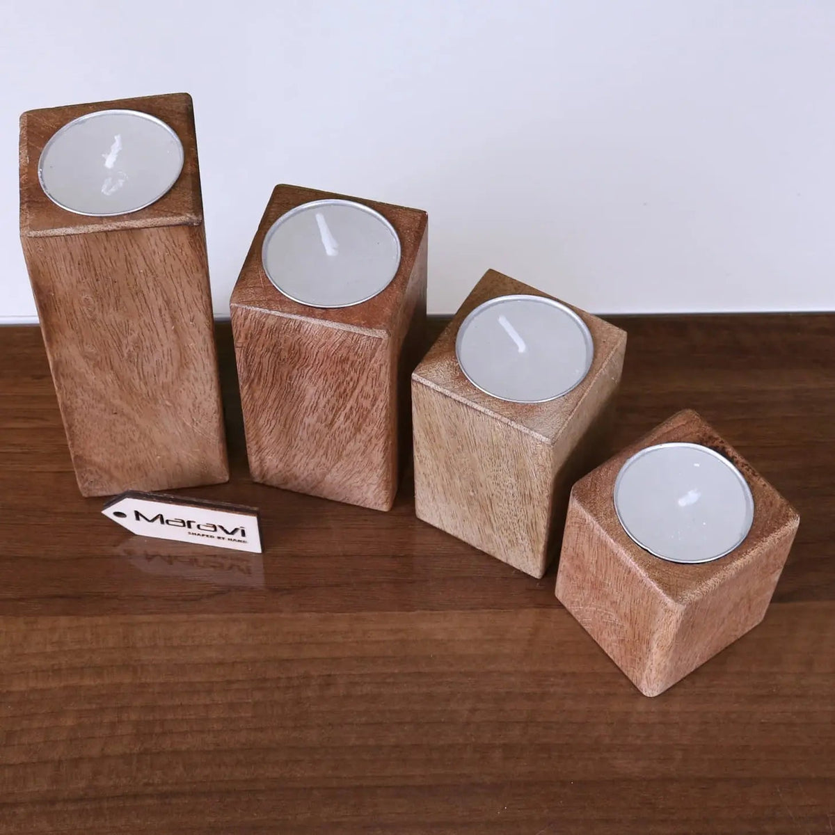 Bure Wooden Tea Light Holders Set of 4