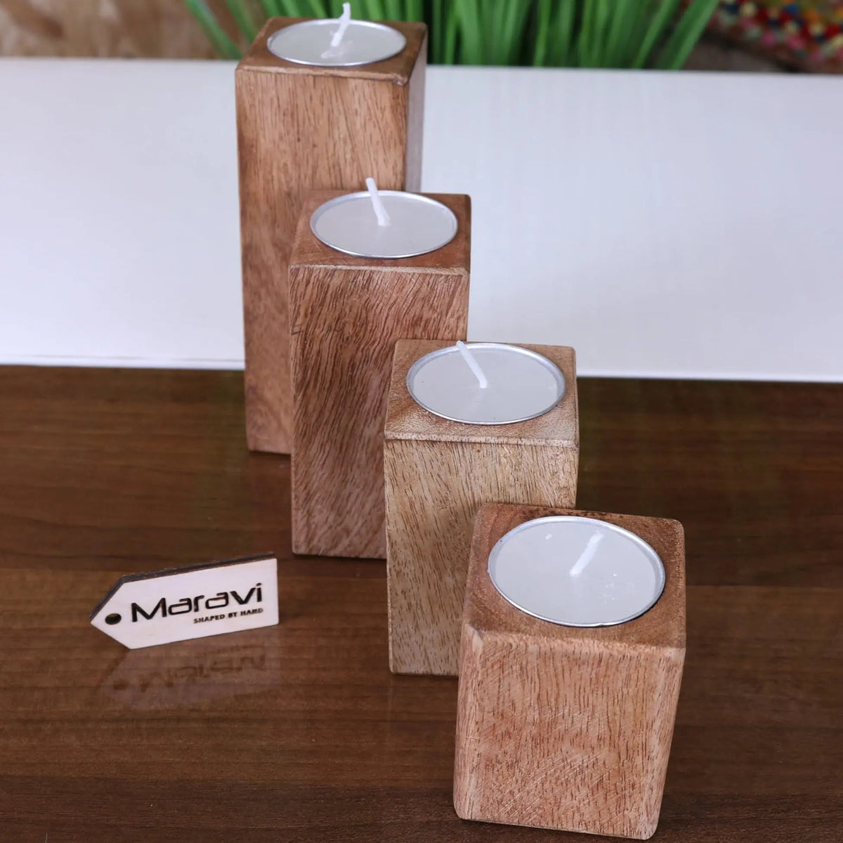 Bure Wooden Tea Light Holders Set of 4