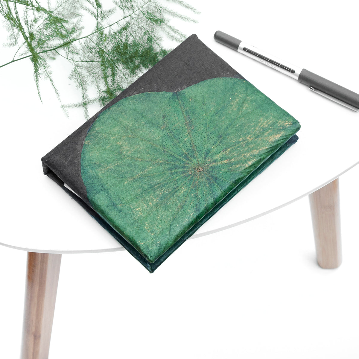 A6 Vegan Leather Lotus Leaf Notebook