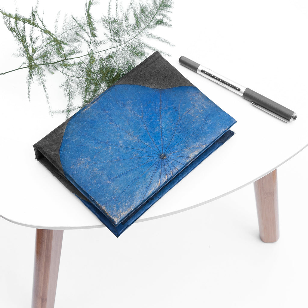 A6 Vegan Leather Lotus Leaf Notebook