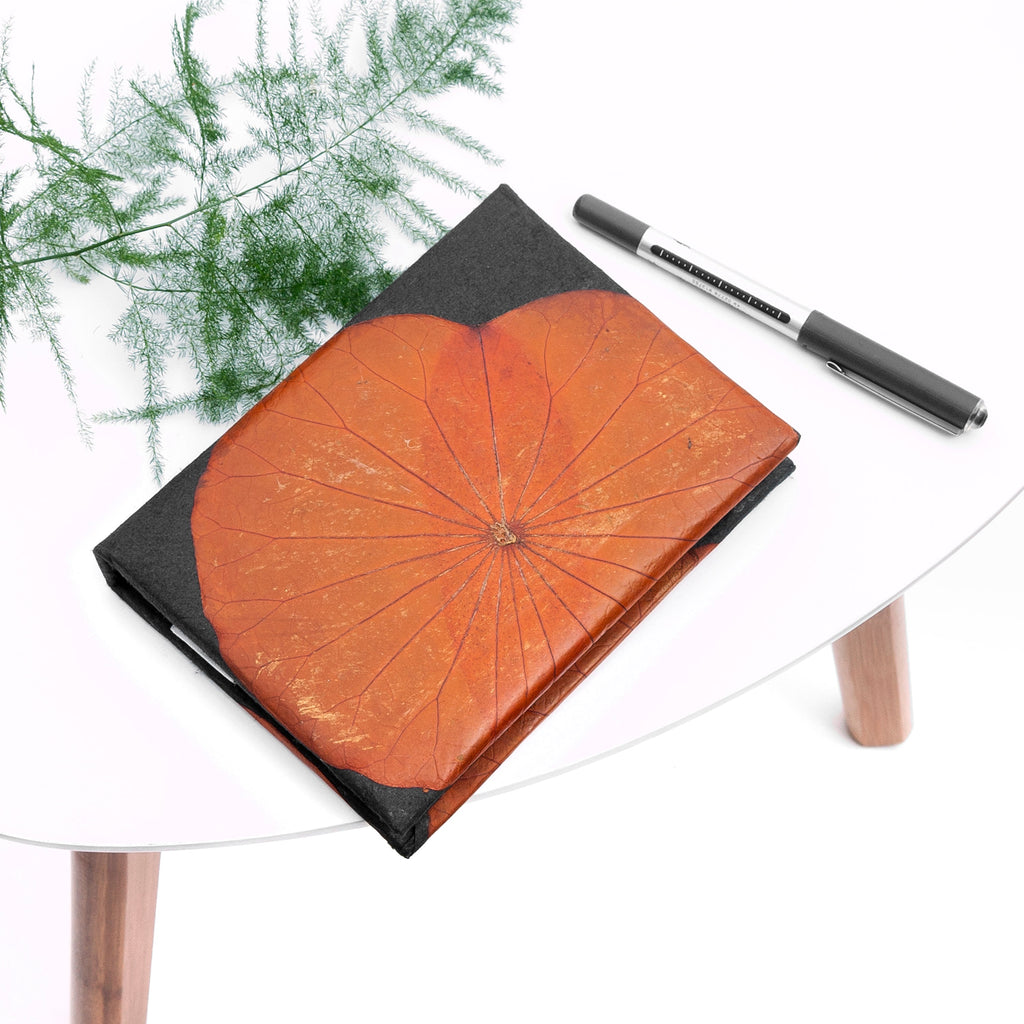 A6 Vegan Leather Lotus Leaf Notebook