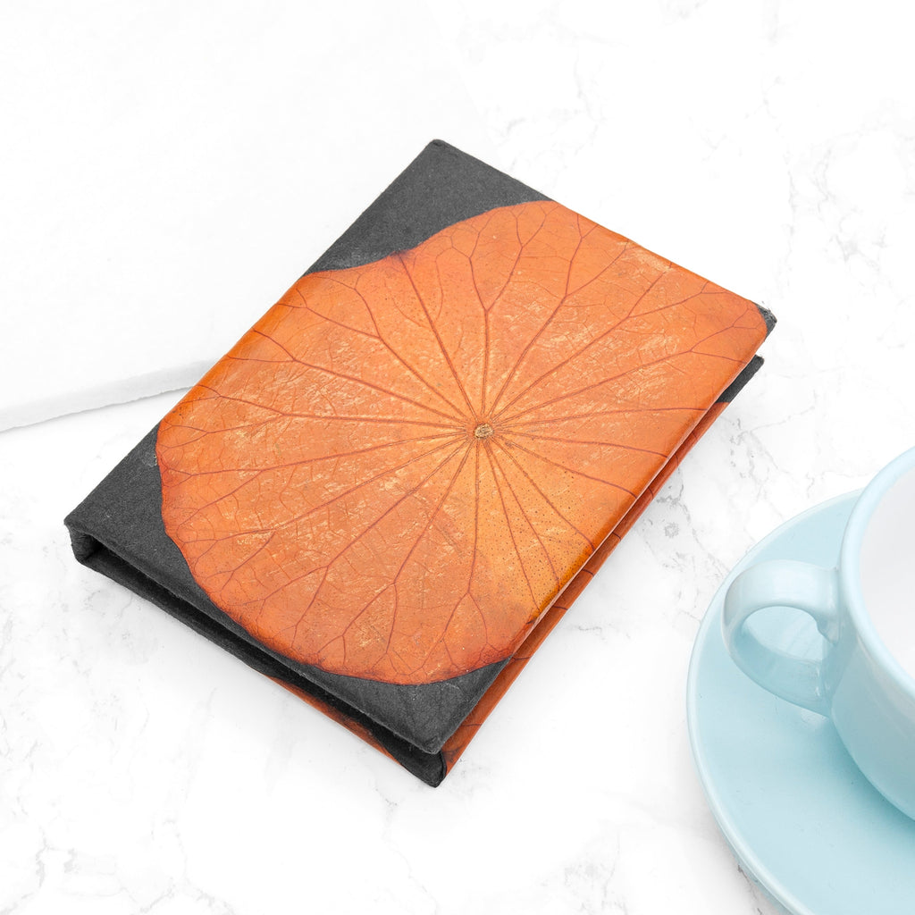 A6 Vegan Leather Lotus Leaf Notebook