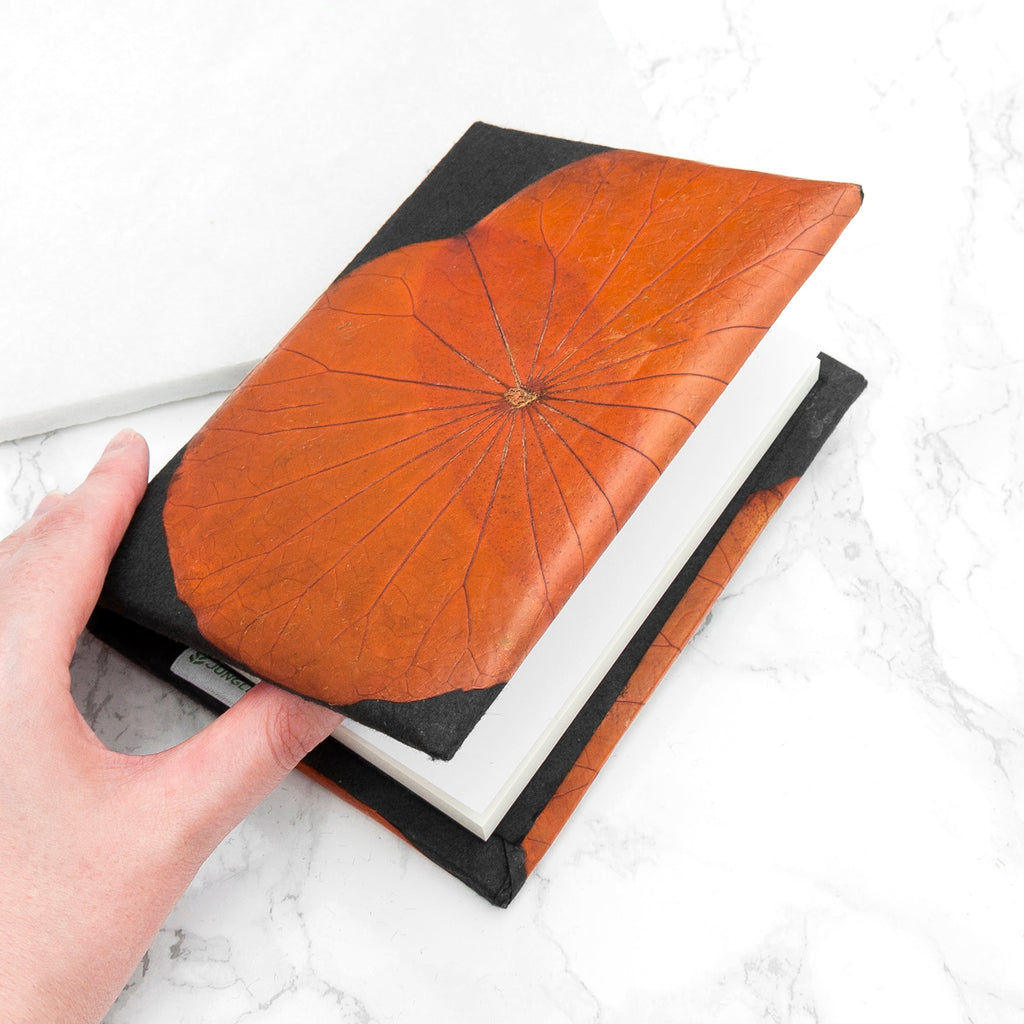 A6 Vegan Leather Lotus Leaf Notebook