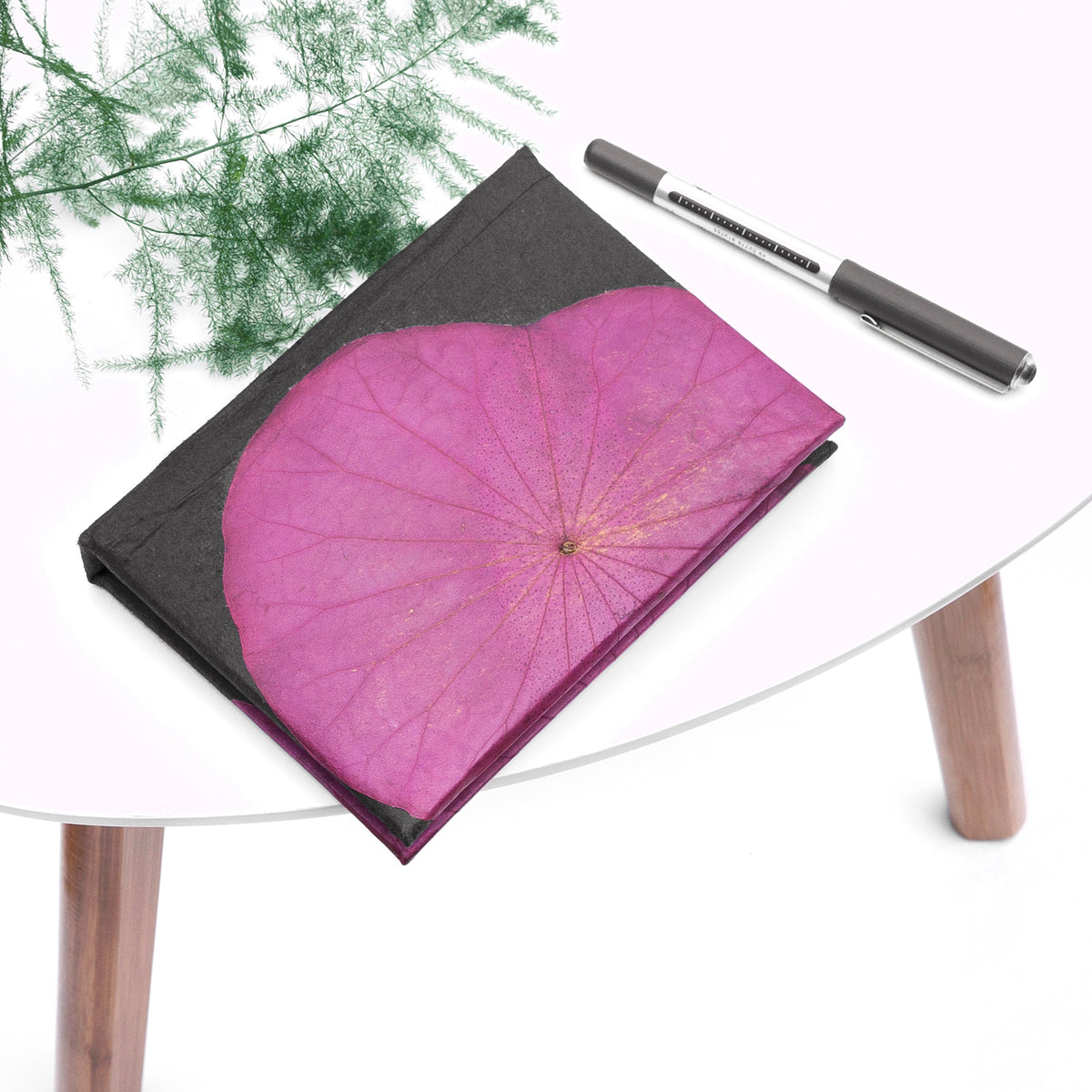 A6 Vegan Leather Lotus Leaf Notebook