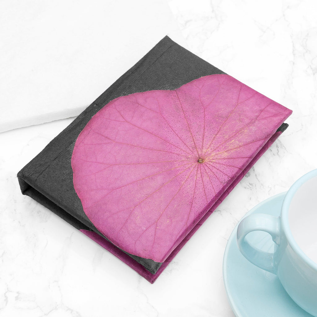 A6 Vegan Leather Lotus Leaf Notebook