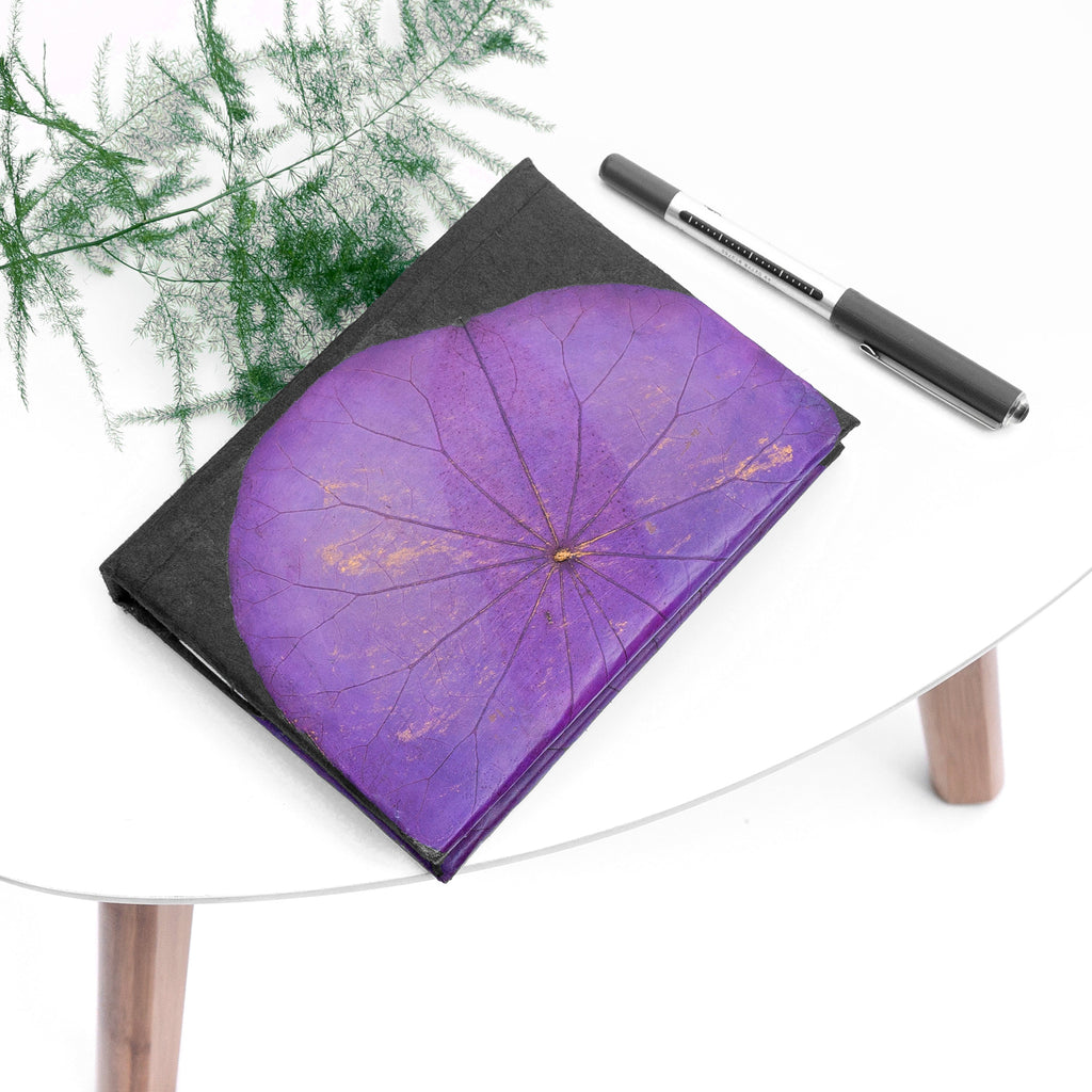 A6 Vegan Leather Lotus Leaf Notebook