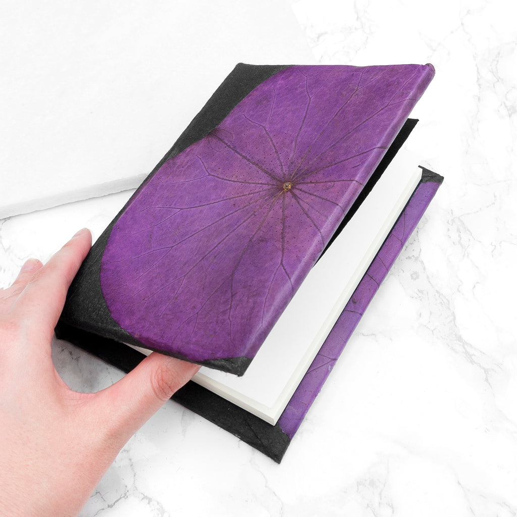 A6 Vegan Leather Lotus Leaf Notebook