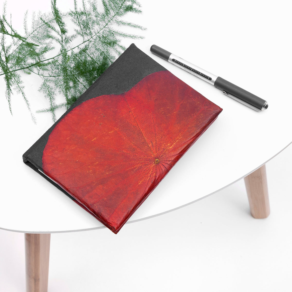 A6 Vegan Leather Lotus Leaf Notebook
