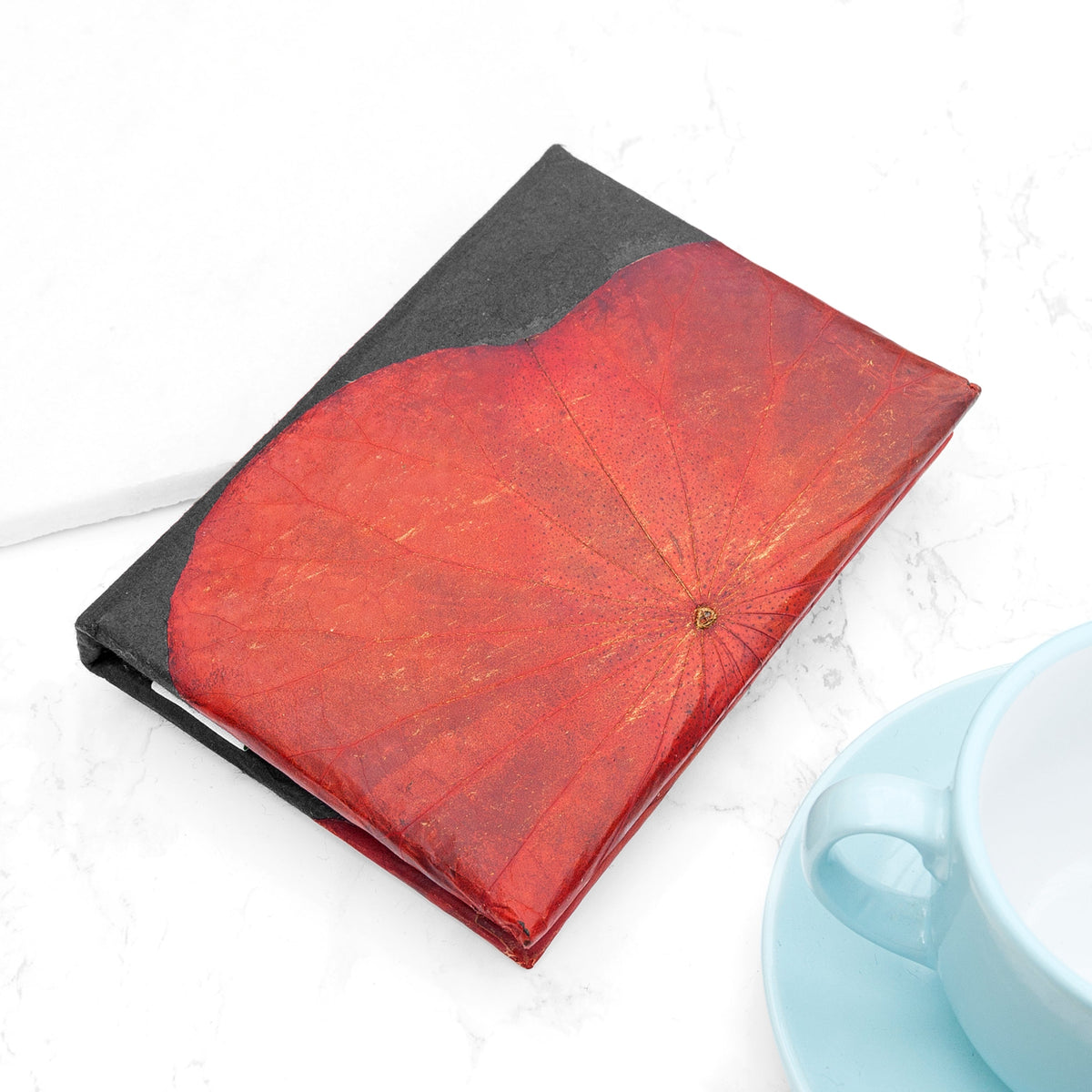 A6 Vegan Leather Lotus Leaf Notebook