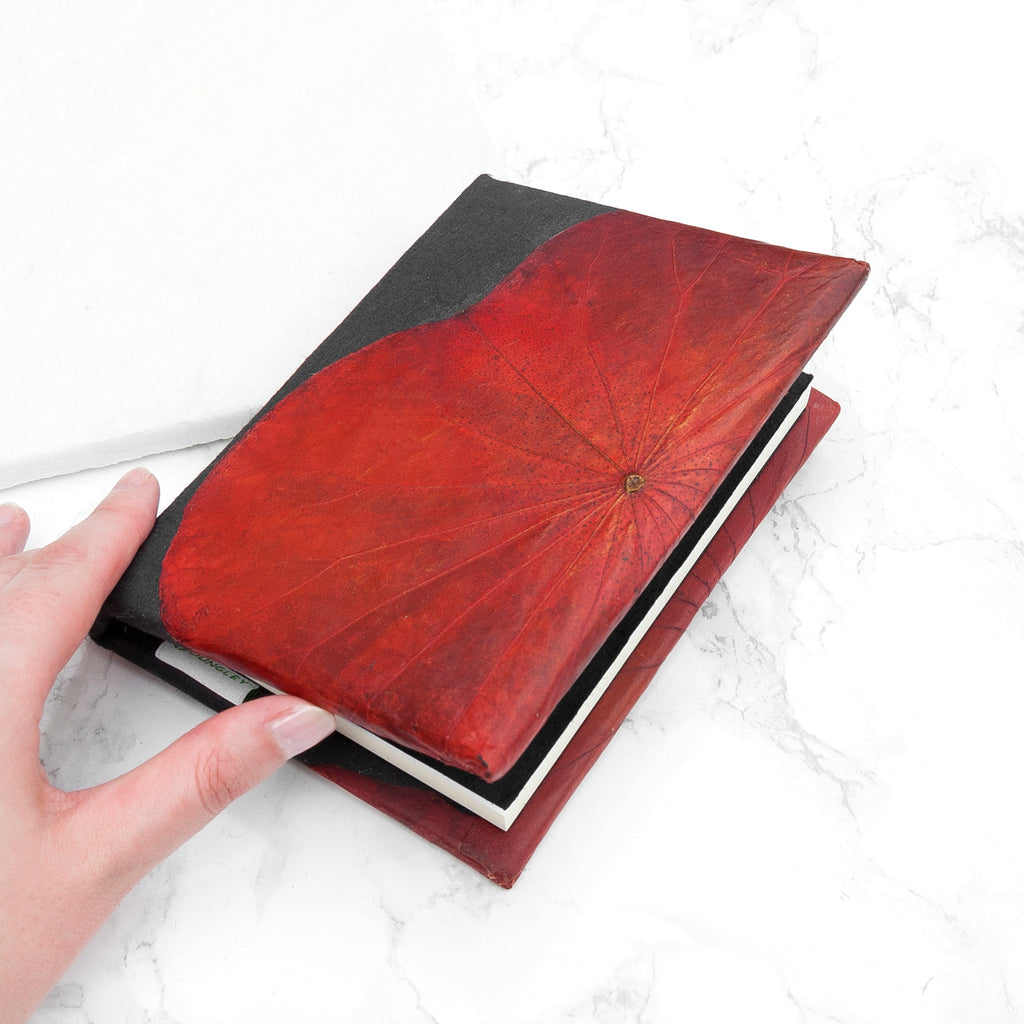 A6 Vegan Leather Lotus Leaf Notebook