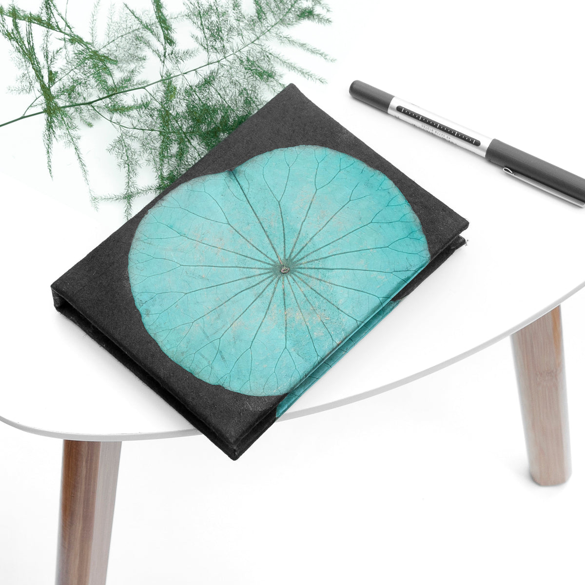 A6 Vegan Leather Lotus Leaf Notebook