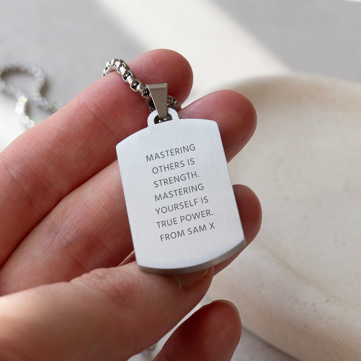 Personalised Men's Tiger's Eye Dog Tag Necklace