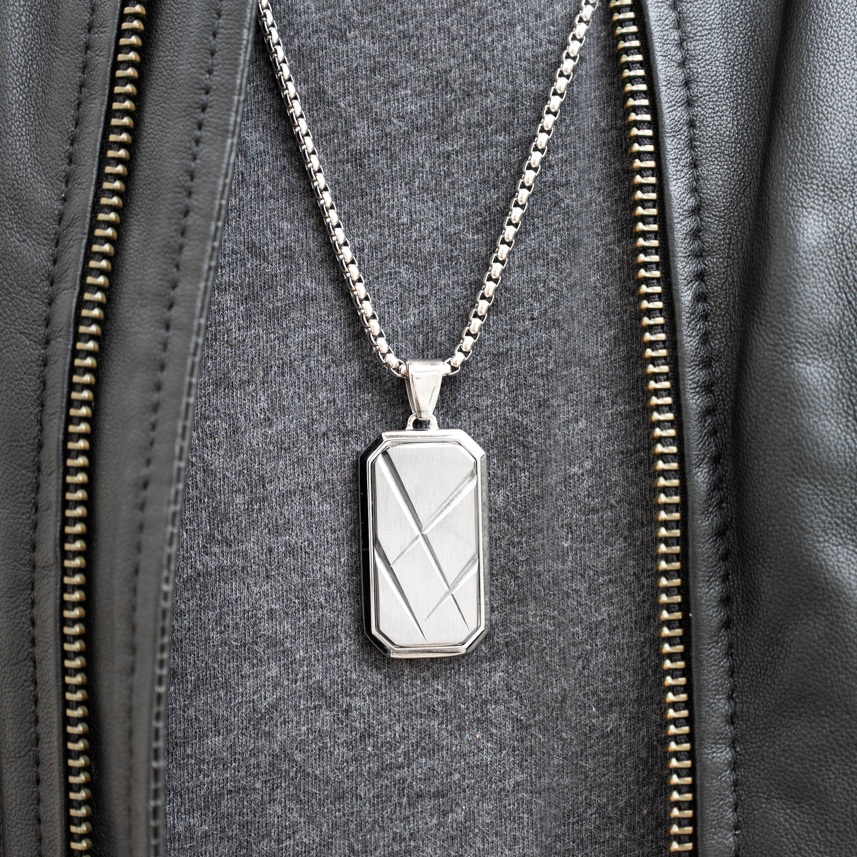 Personalised Men’s Contemporary Silver Dog Tag Necklace