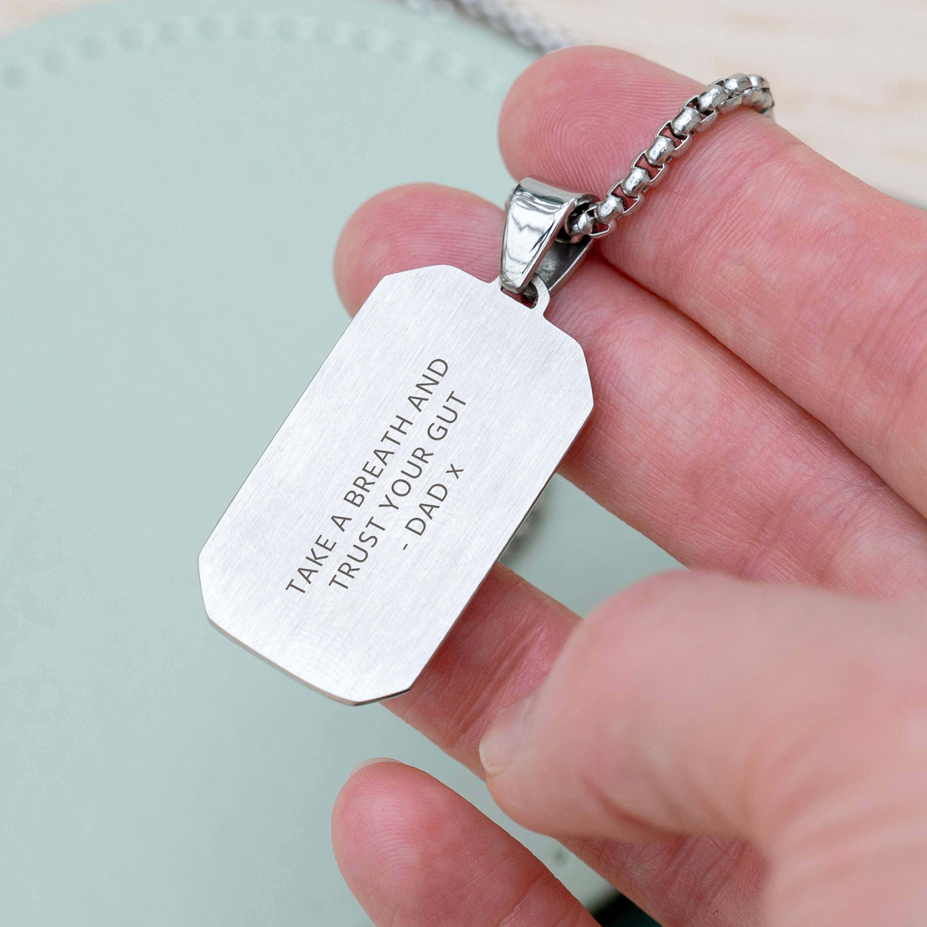 Personalised Men’s Contemporary Silver Dog Tag Necklace
