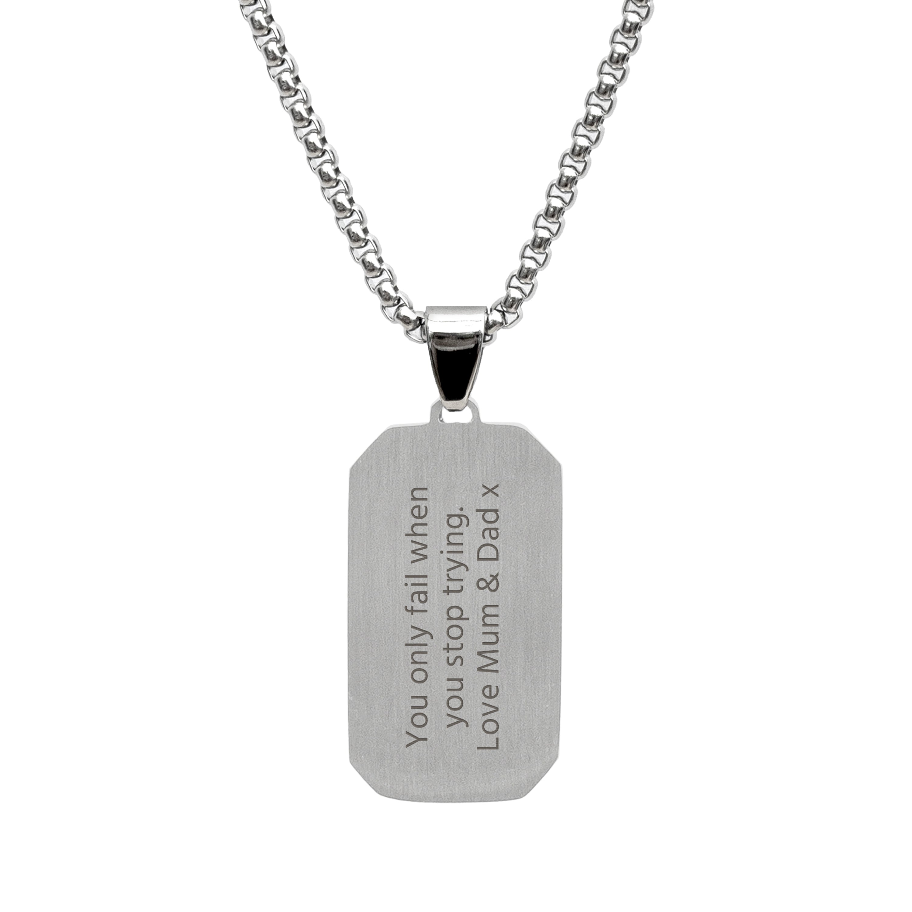 Personalised Men’s Contemporary Silver Dog Tag Necklace