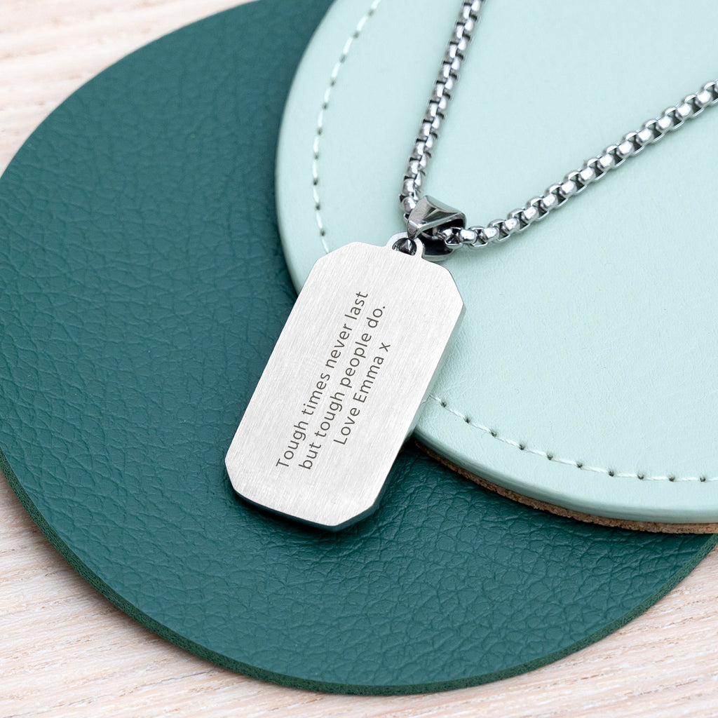 Personalised Men’s Contemporary Silver Dog Tag Necklace