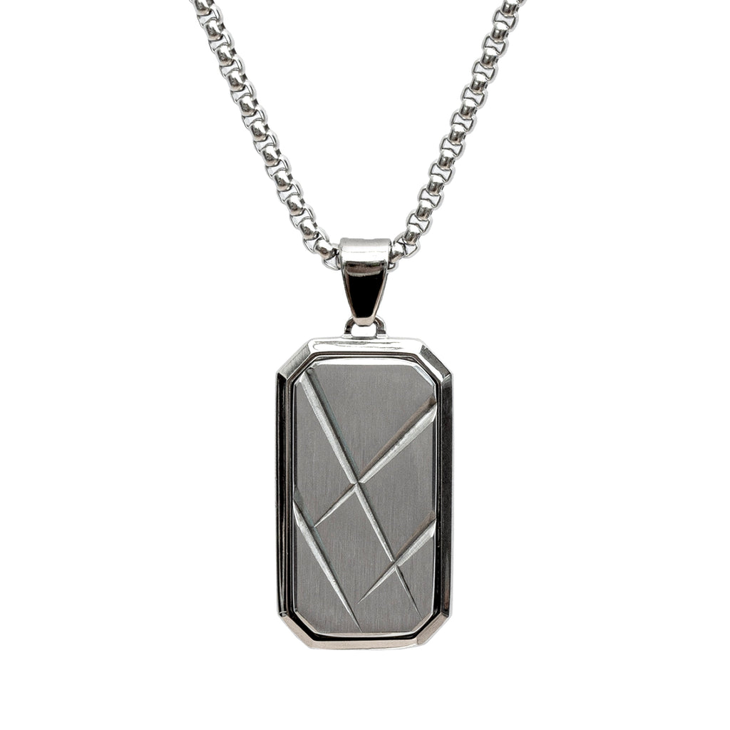 Personalised Men’s Contemporary Silver Dog Tag Necklace