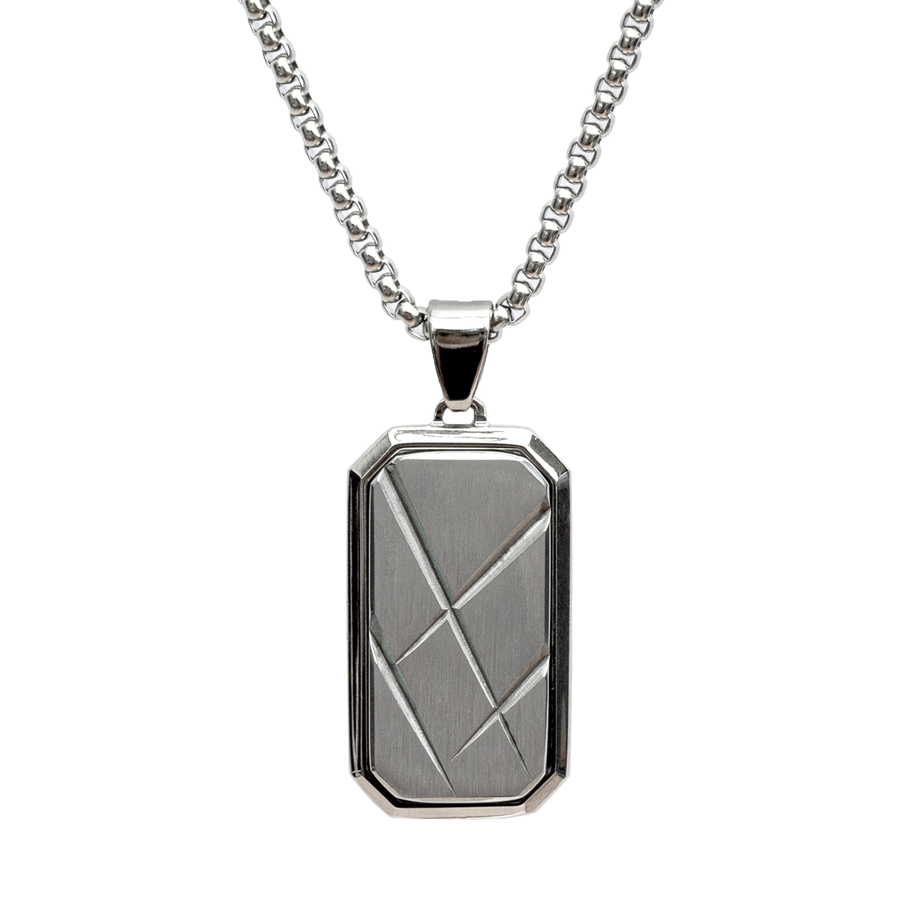 Personalised Men’s Contemporary Silver Dog Tag Necklace