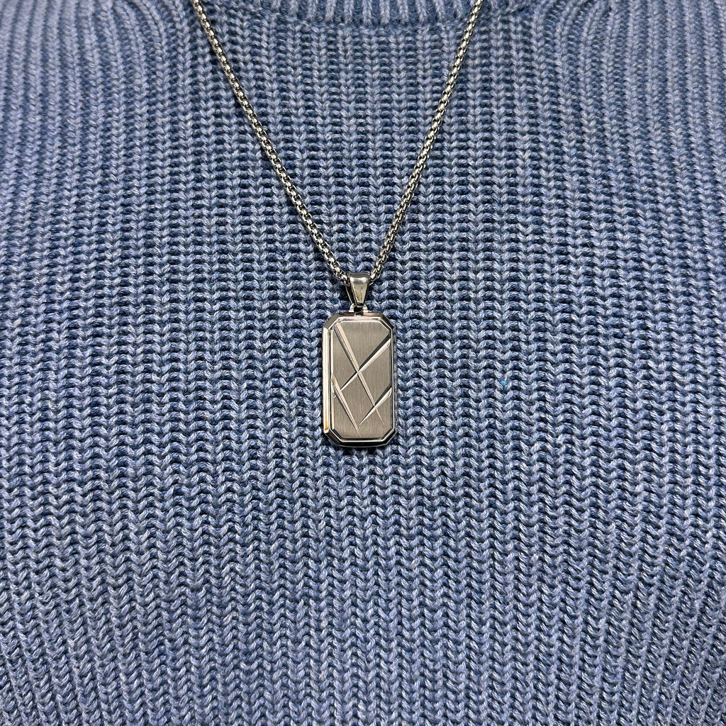 Personalised Men’s Contemporary Silver Dog Tag Necklace