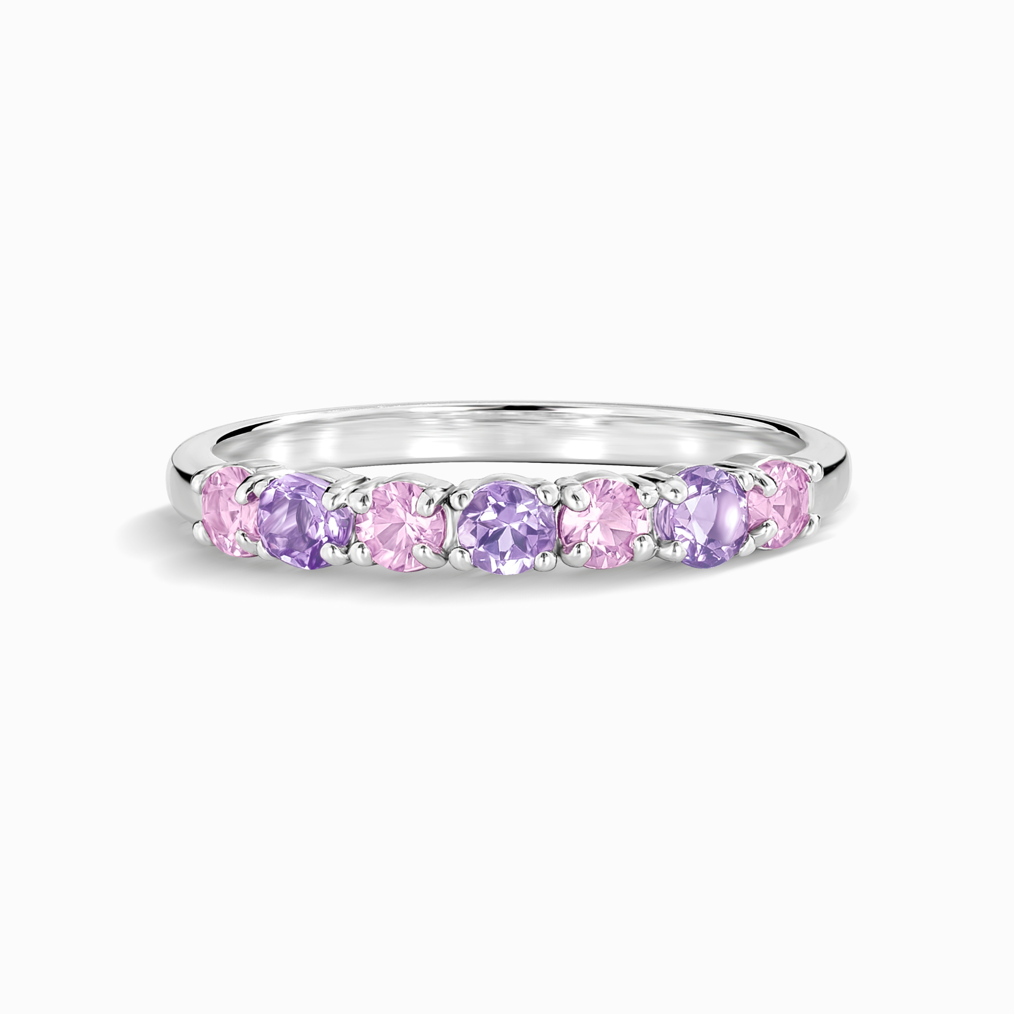 Pink Sapphire & Pink Amethyst Half Eternity Band in Sterling Silver