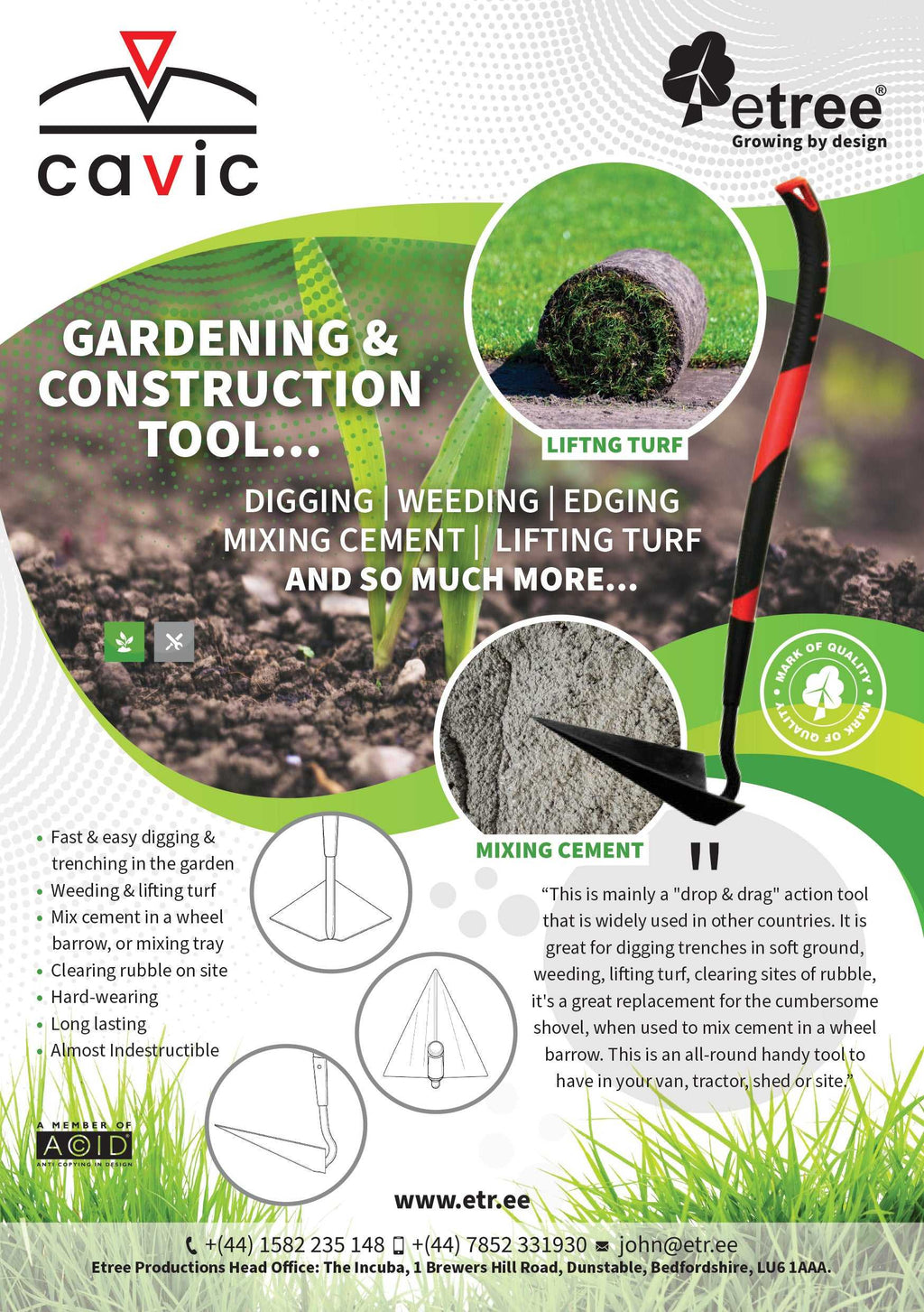 Cavic Garden Hoe / Bedding Shovel