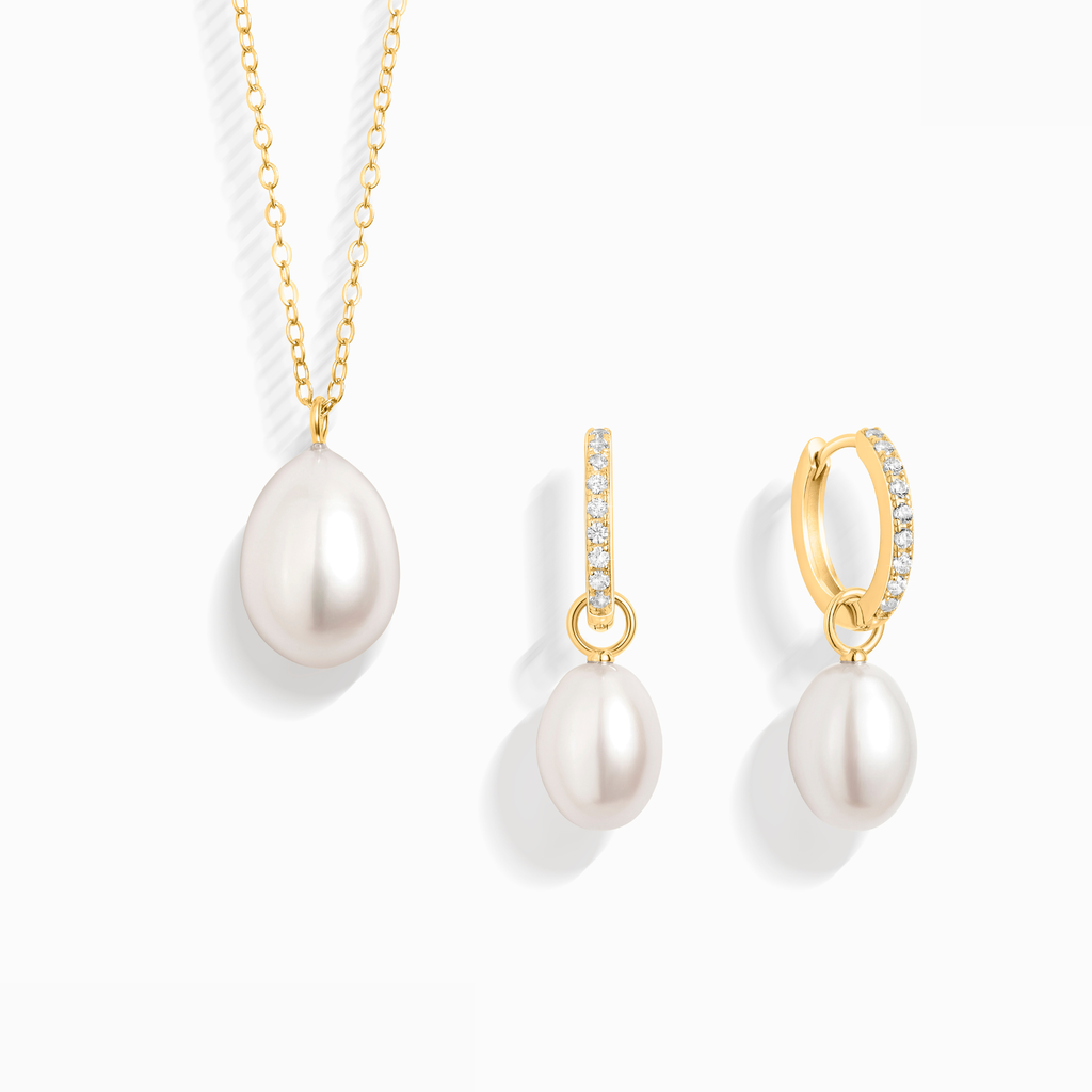 Timeless Pearl Jewellery Set in 18k Gold Vermeil