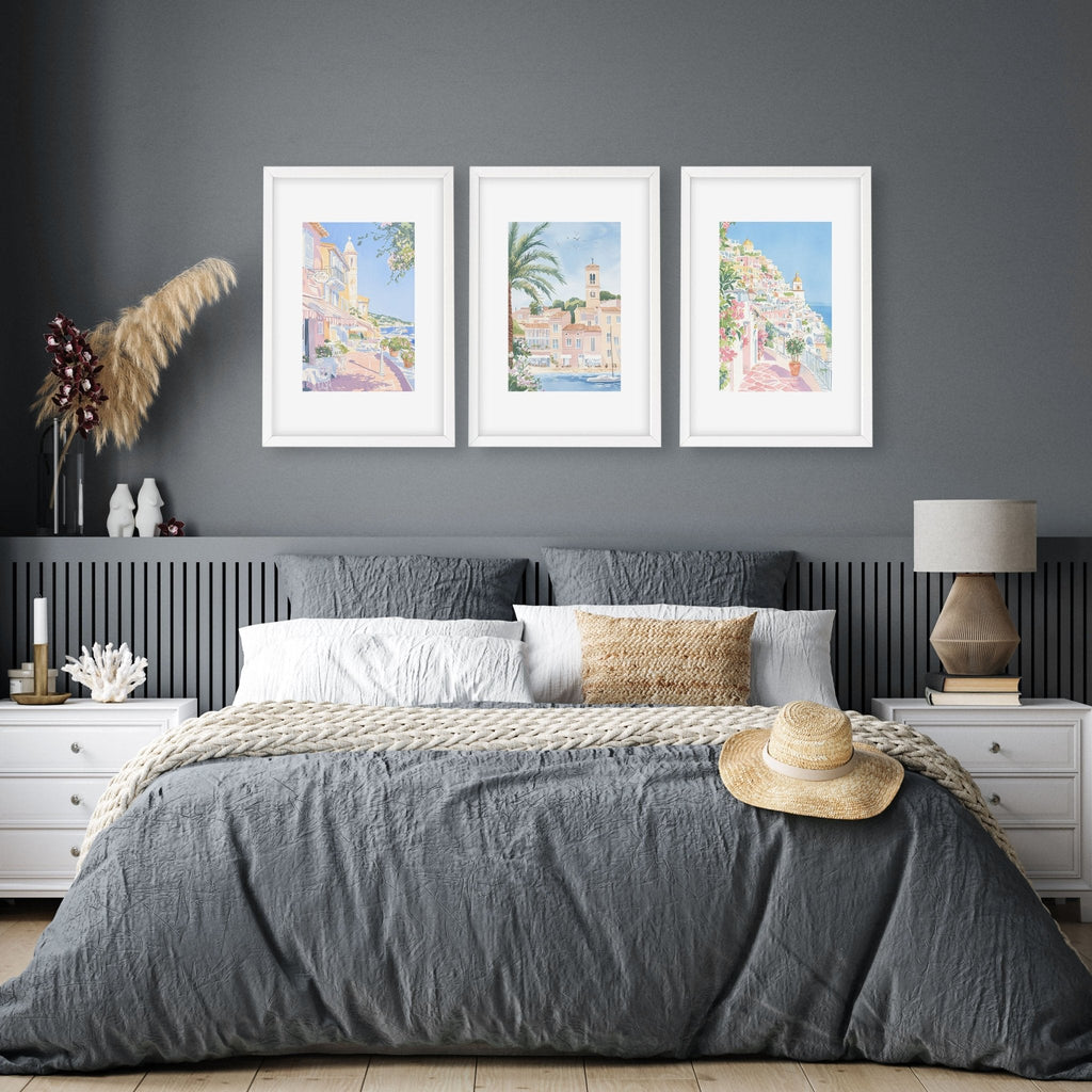 Above The Bed Wall Decor | Set of 3 Beach Decor Wall art Prints