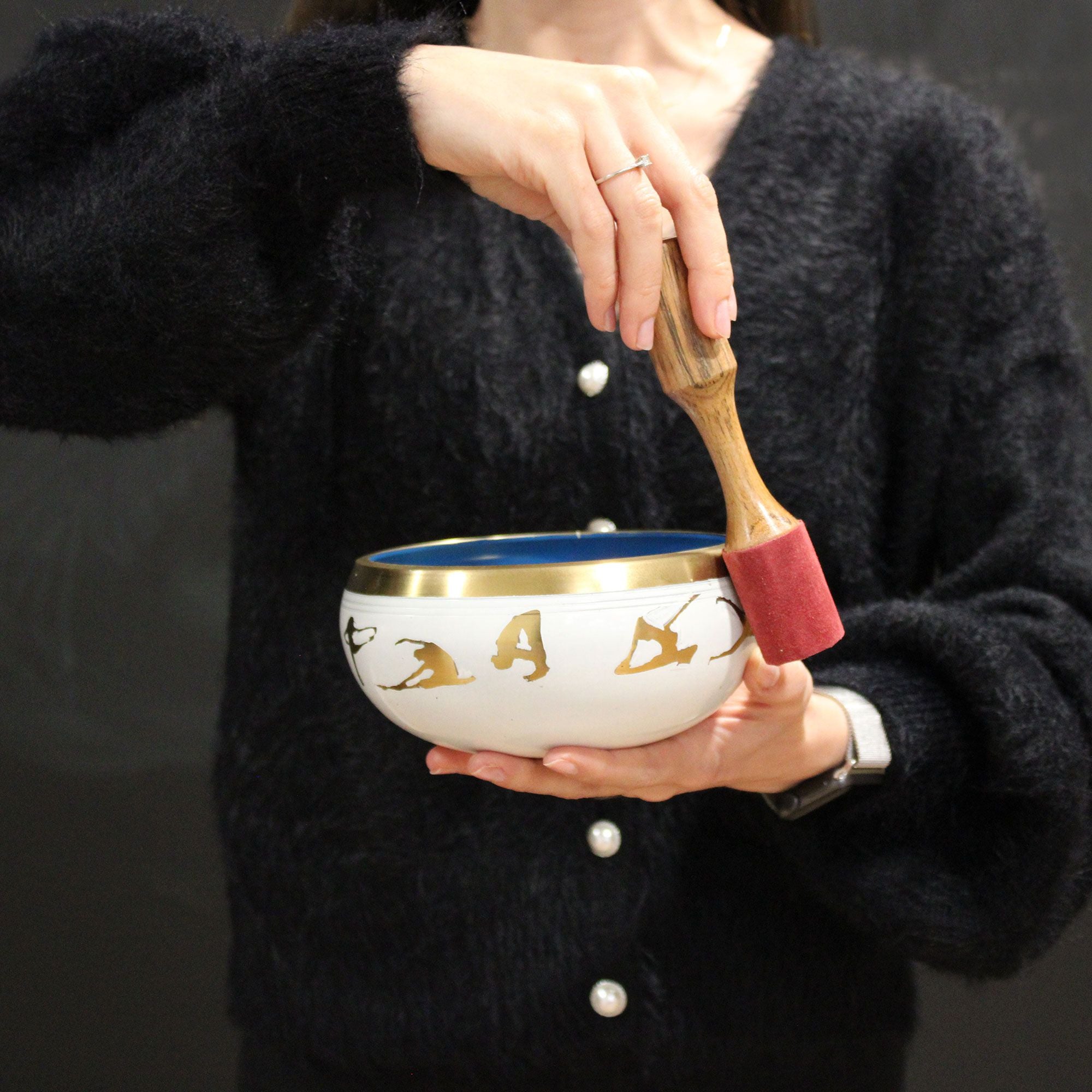 Large Moon Phase Singing Bowl Set- Black