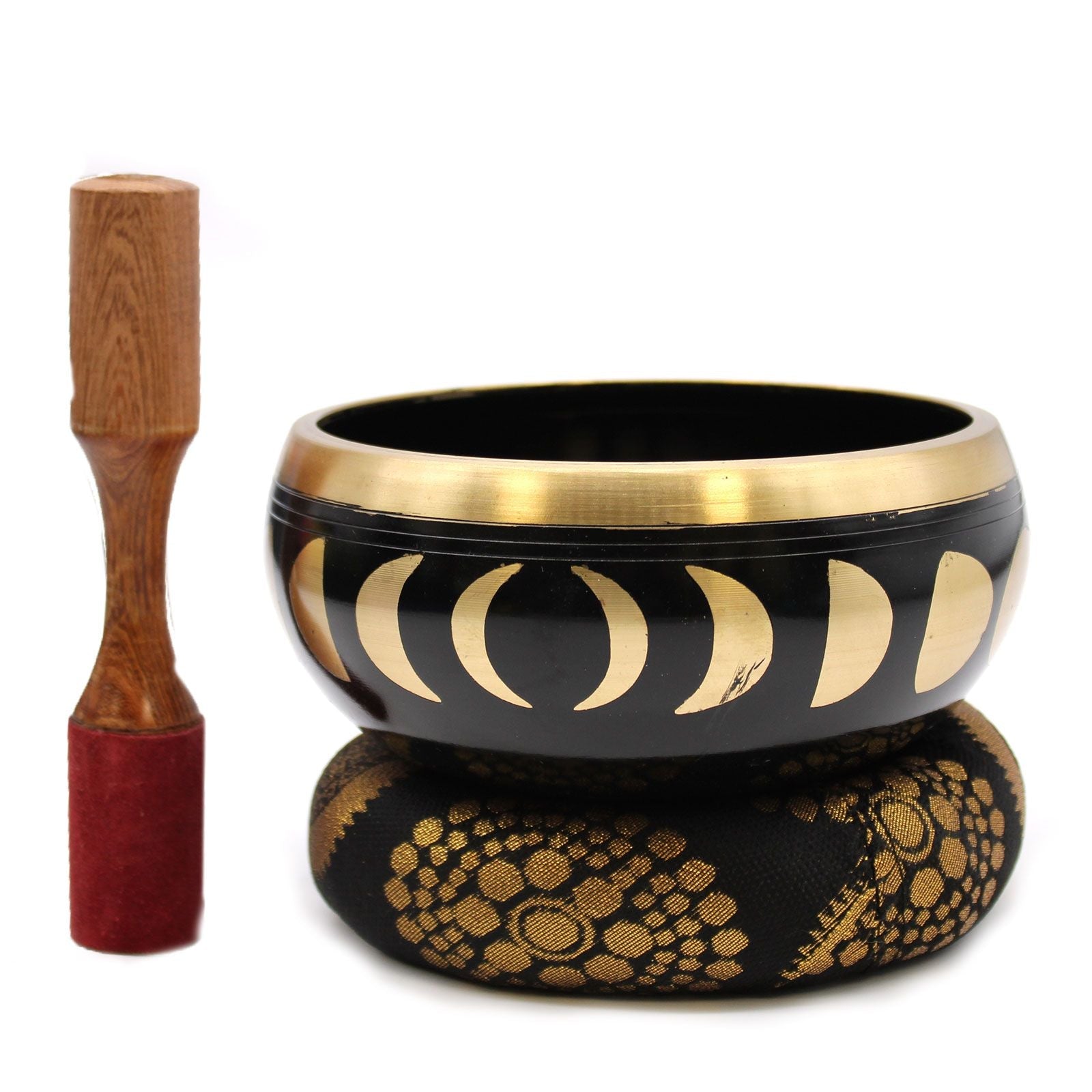 Large Moon Phase Singing Bowl Set- Black