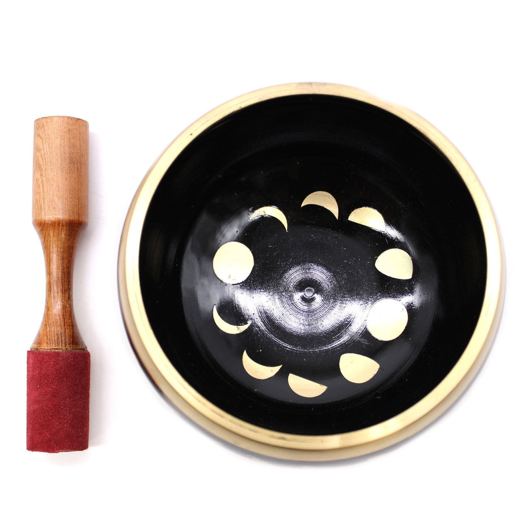 Large Moon Phase Singing Bowl Set- Black