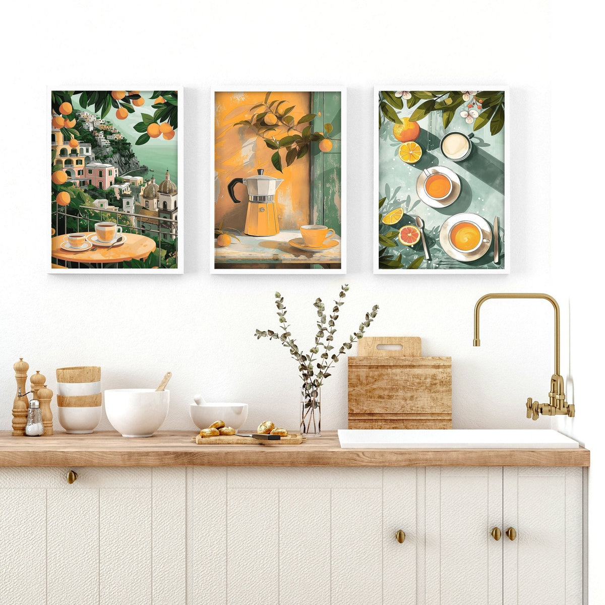 Home Decor Items For Kitchen | Set of 3 Italian Lifestyle Wall art Prints