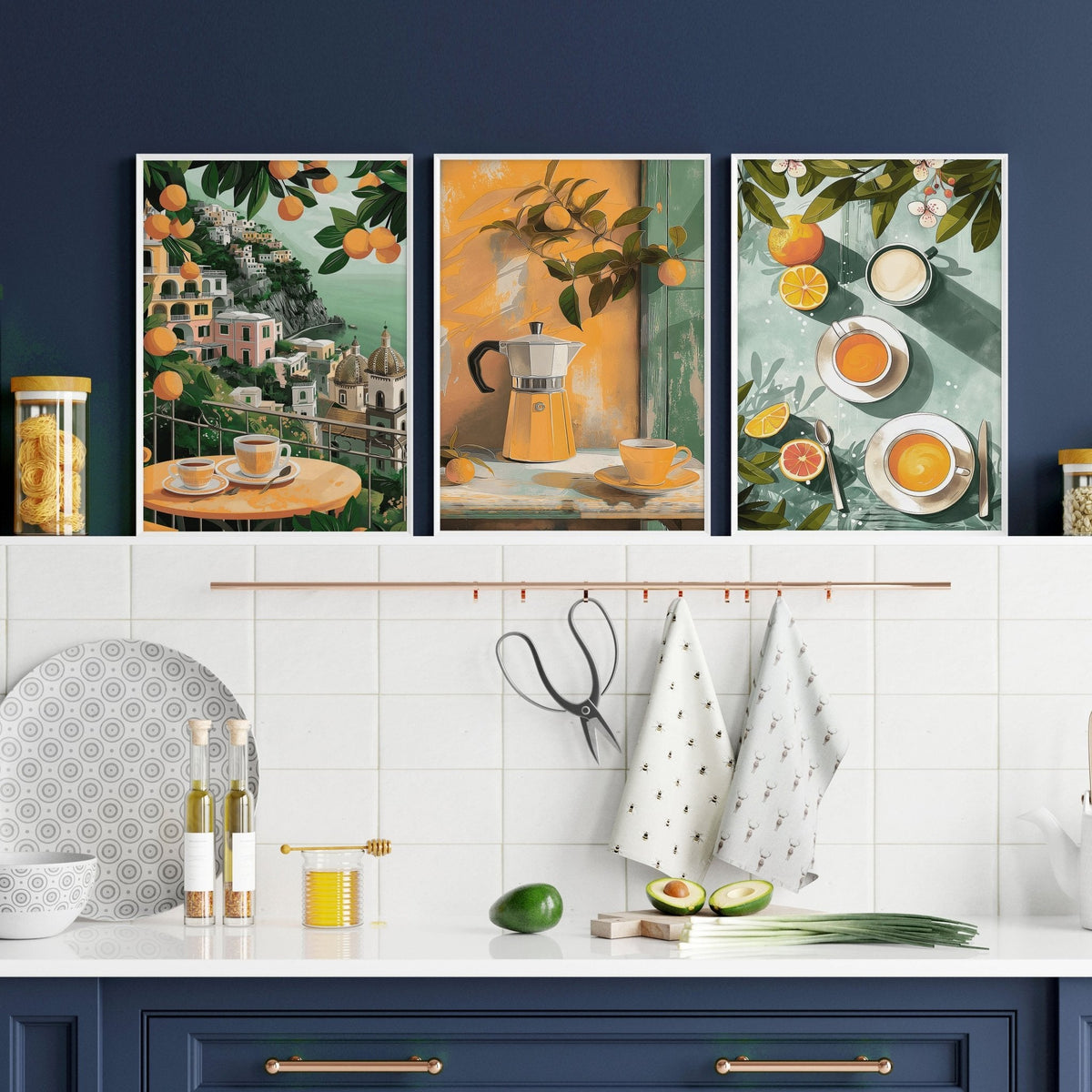 Home Decor Items For Kitchen | Set of 3 Italian Lifestyle Wall art Prints