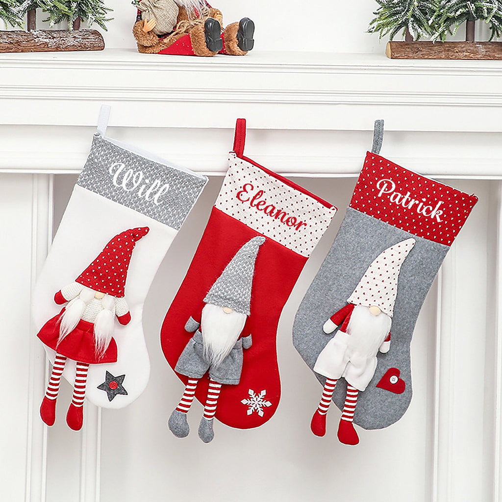 Personalised Christmas Stocking Gnome Design
