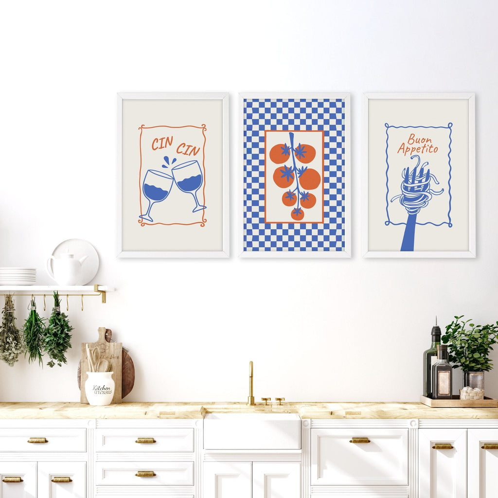 Kitchen Artwork | Set of 3 Italian Lifestyle Wall art Prints