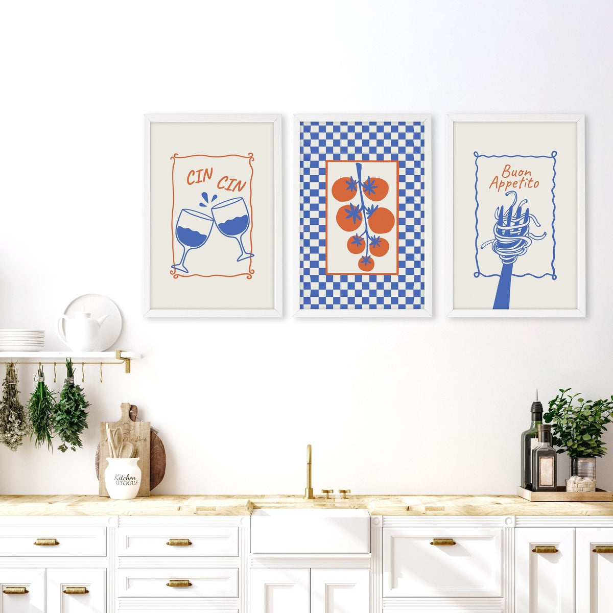 Kitchen Artwork | Set of 3 Italian Lifestyle Wall art Prints