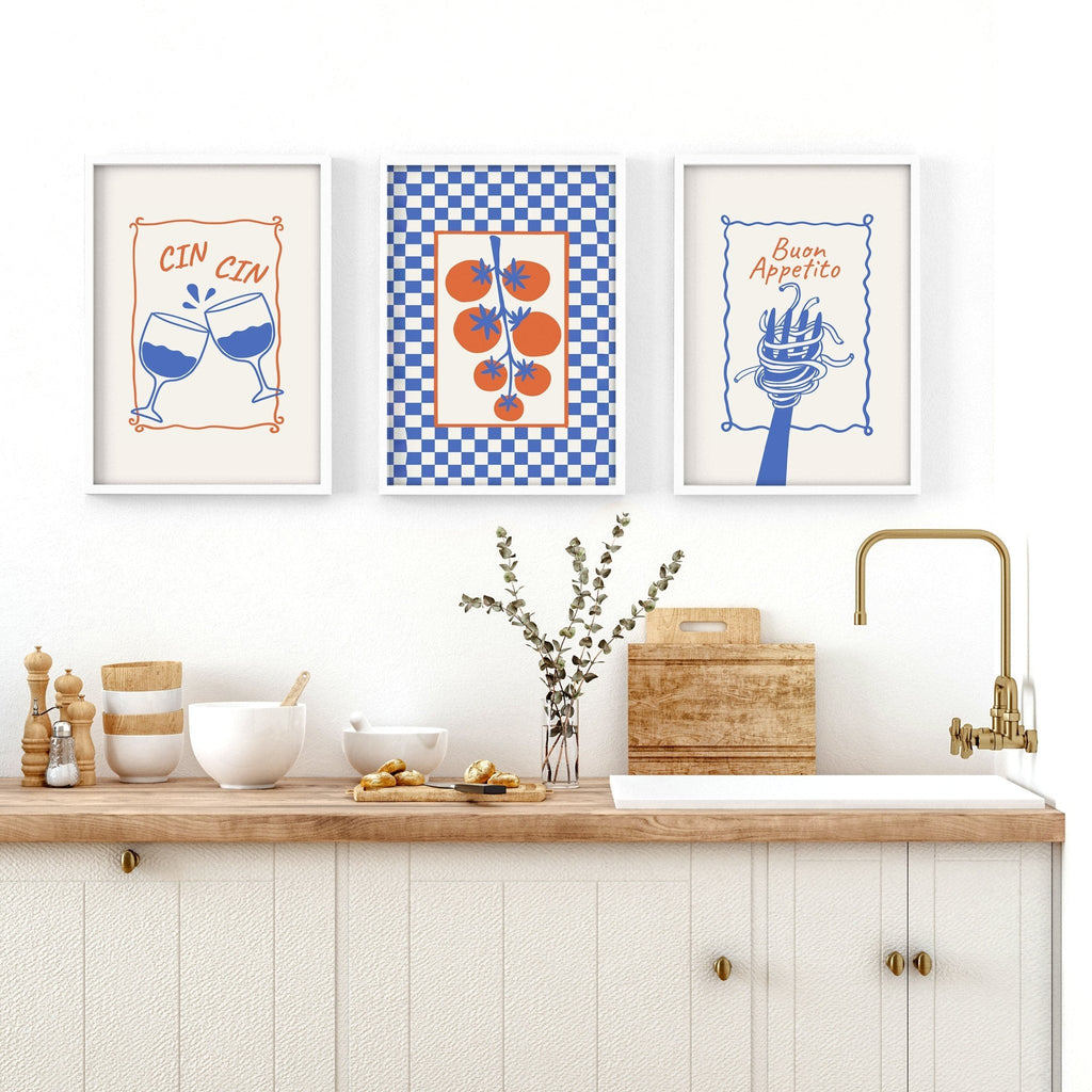 Kitchen Artwork | Set of 3 Italian Lifestyle Wall art Prints