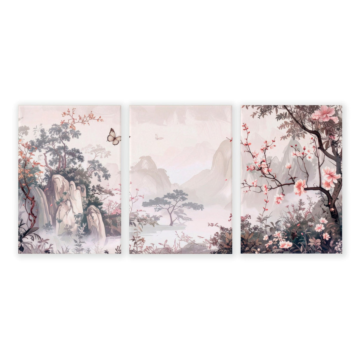 Living Room Picture Wall | Set of 3 Chinoiserie Wall art Prints