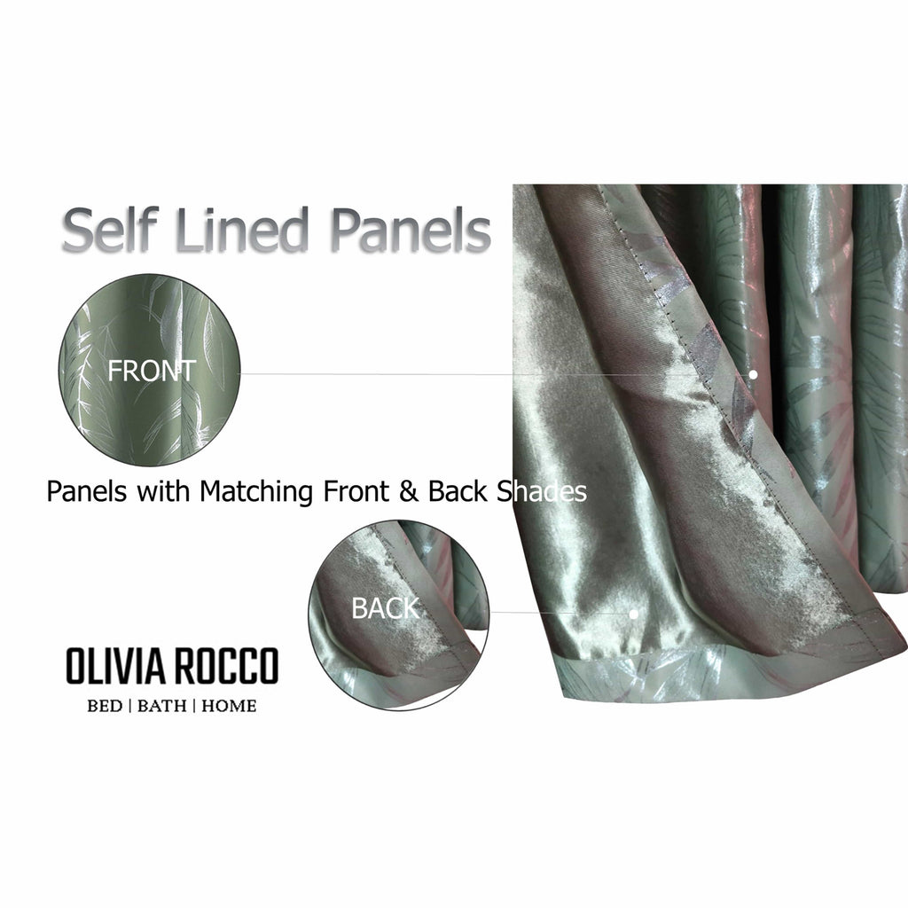 Leaf Sage Green Sparkle Blackout Curtains
