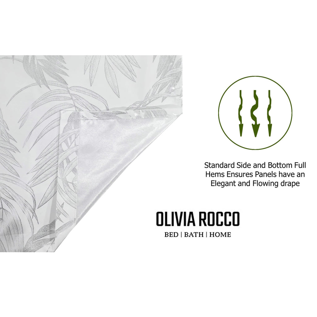 Leaf White Sparkle Blackout Curtains