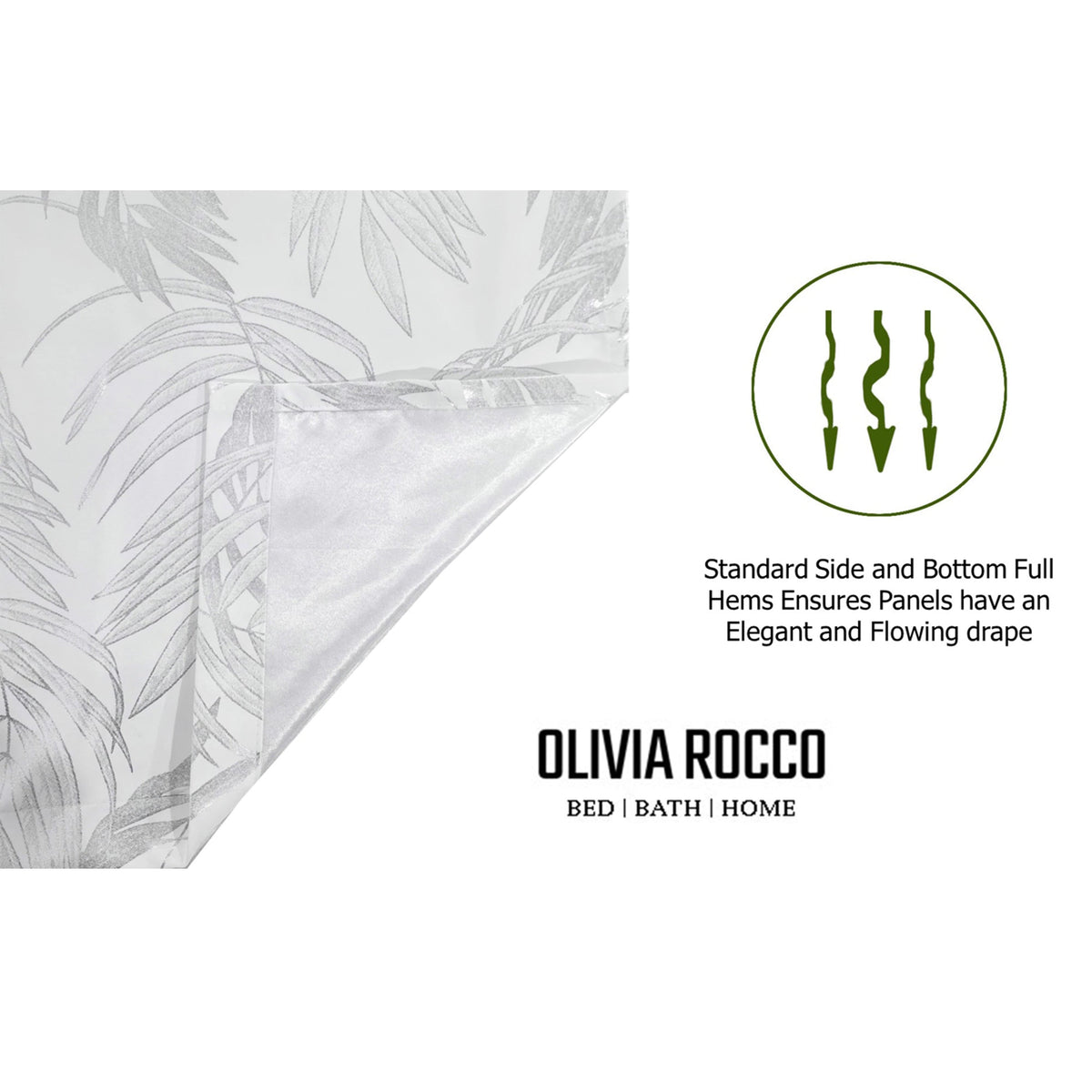 Leaf White Sparkle Blackout Curtains