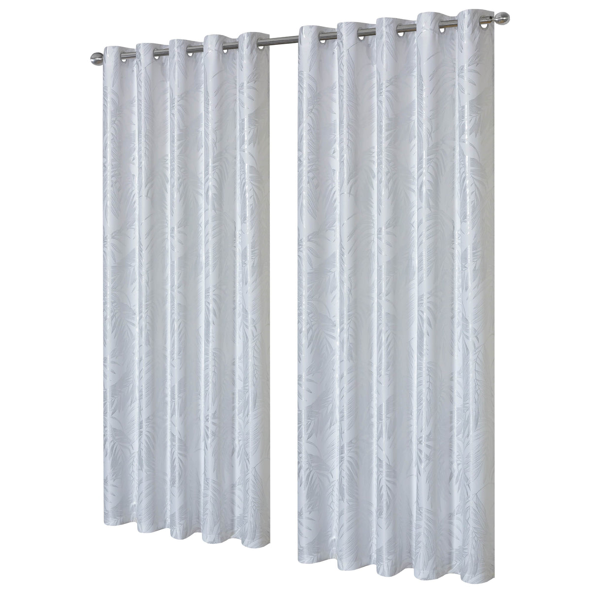 Leaf White Sparkle Blackout Curtains