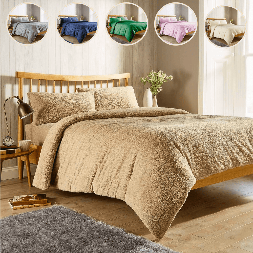 OLIVIA ROCCO Teddy Fleece Duvet Cover Set Plush Ultra Cosy Winter Bedding