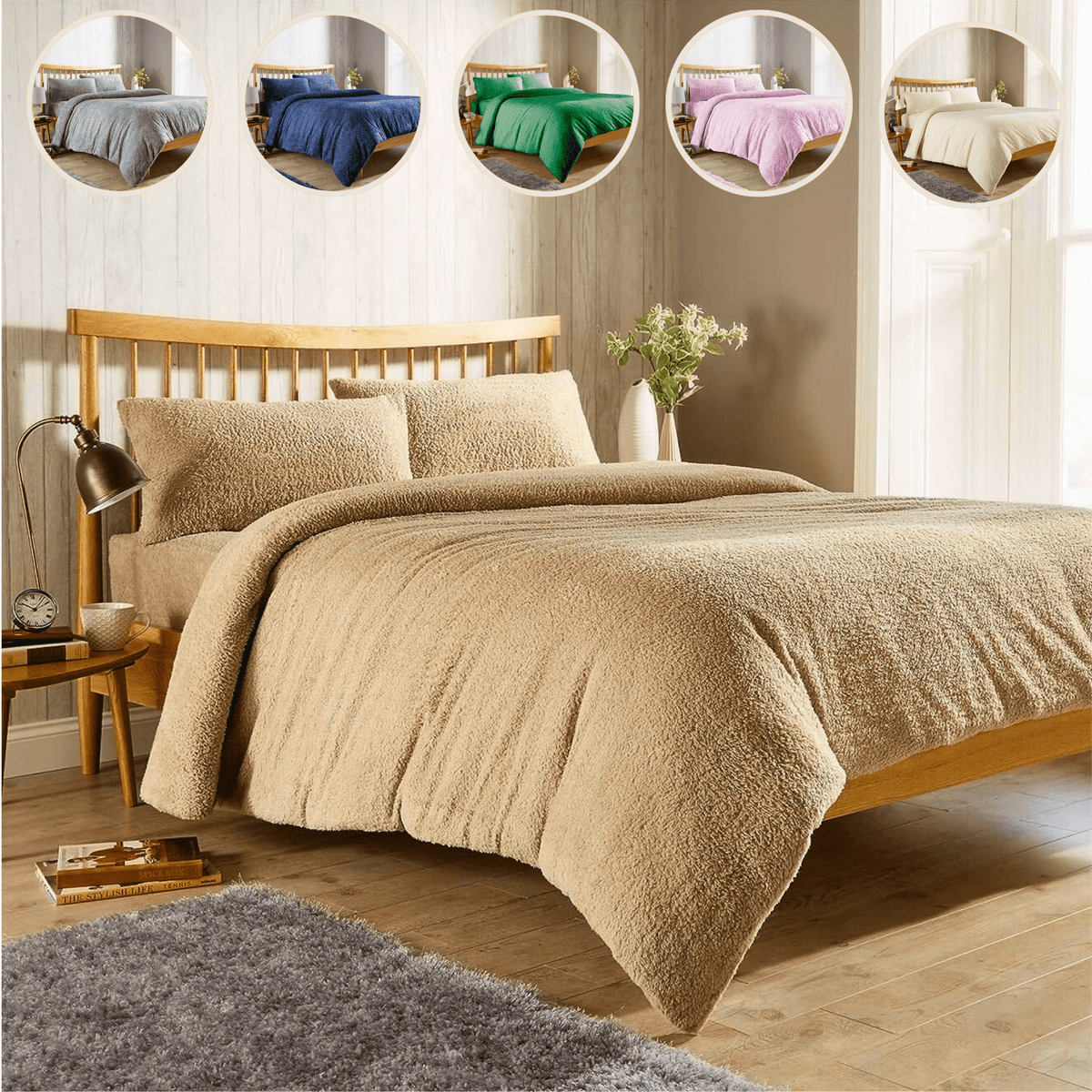 OLIVIA ROCCO Teddy Fleece Duvet Cover Set Plush Ultra Cosy Winter Bedding