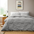 Pintuck Grey Microfibre Duvet Cover Set With Pillowcases