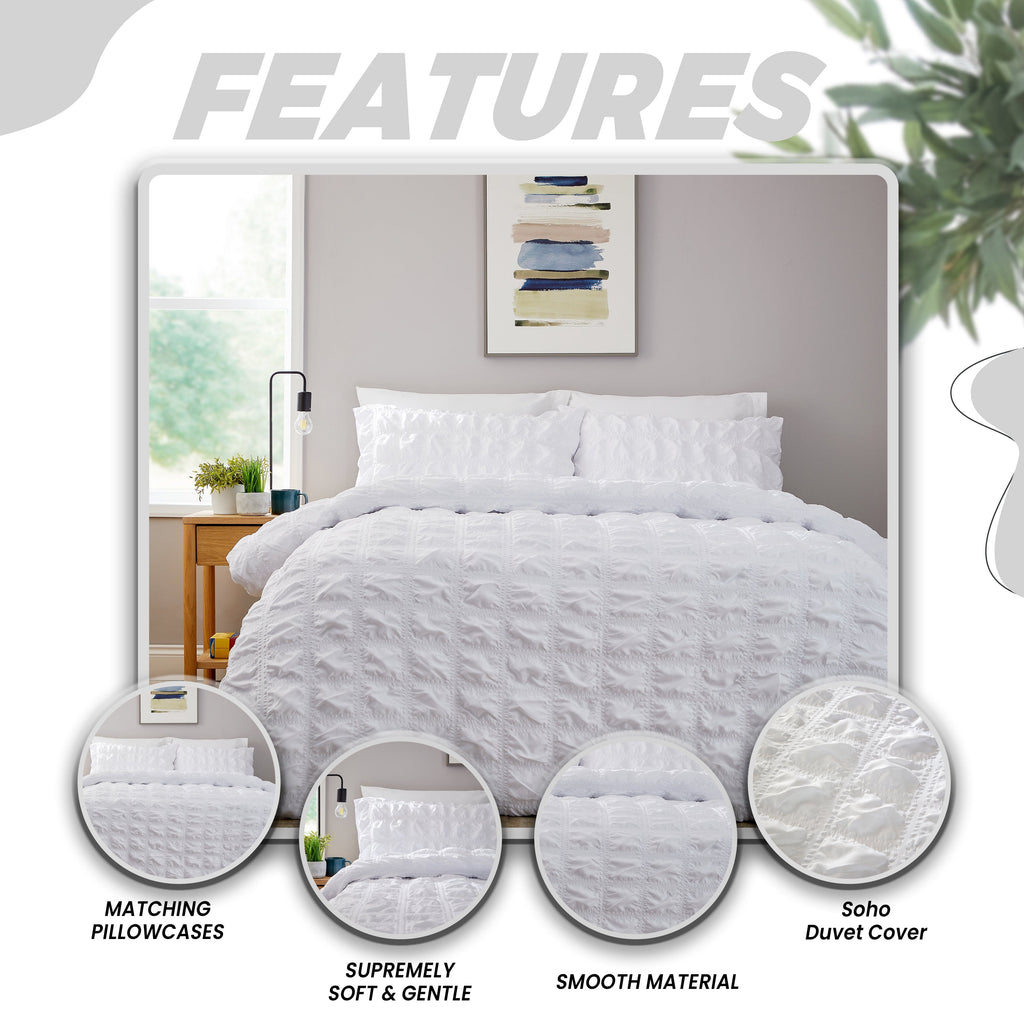Duvet Cover Set Microfibre Quilted White With Pillowcases